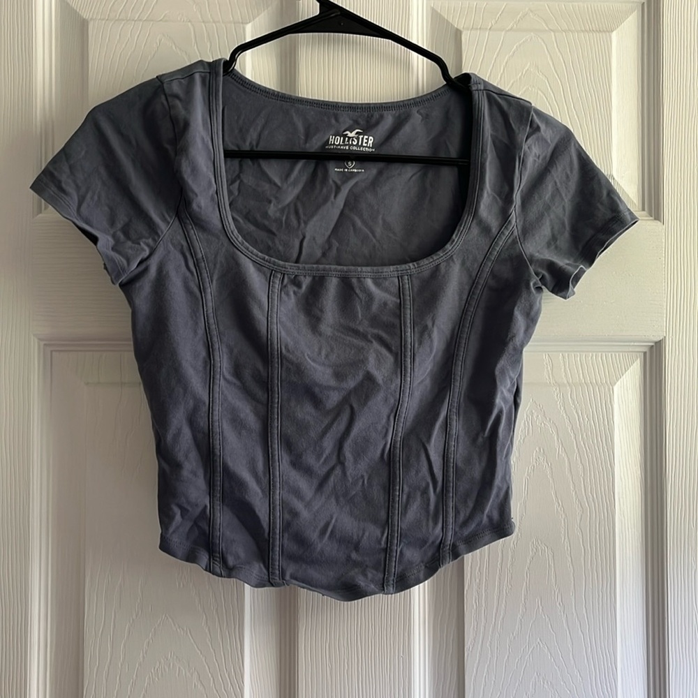 Hollister- Small- Blue corset baby tee